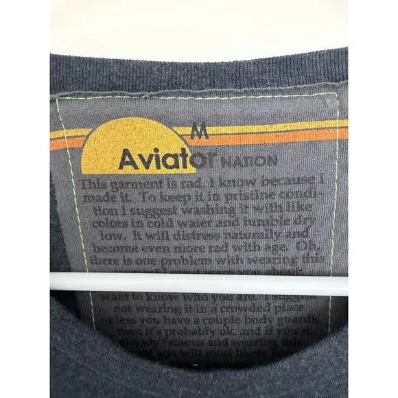 Aviator Nation Pray For Snow Cotton Blend Long Sleeve Shirt Blue Medium - Picture 4 of 4